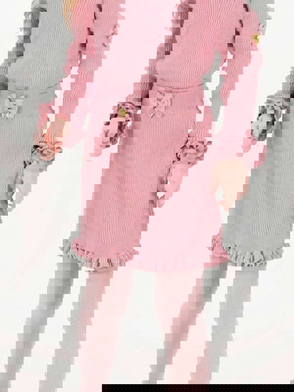 Angels Face Girls Troy Rib Knitted Skirt in Pink