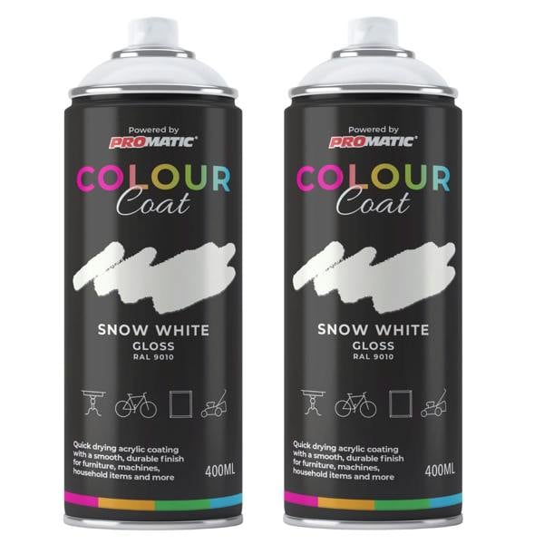 Colour Coat 2X Snow White RAL 9010 Gloss Spray Paint 400ml