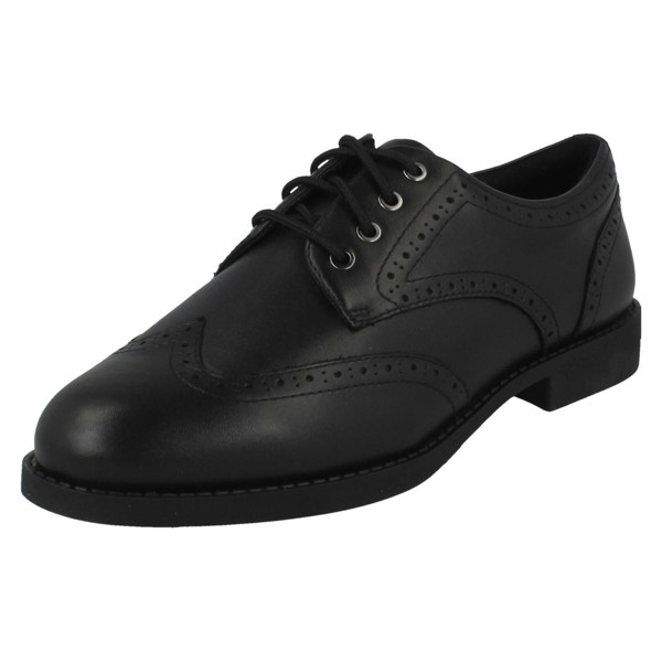 Clarks Girls Clarks Lace Up Brogue School Shoes Tapa Pure - Black Leather - F