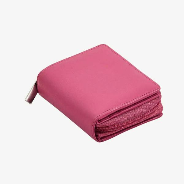 Real Leather ladies purse in pink with RFID protection
