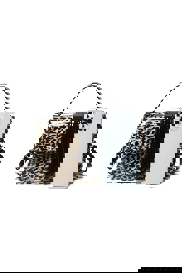 Pluspup Animal Print Top Handle Crossbody Bag with Flap Closure