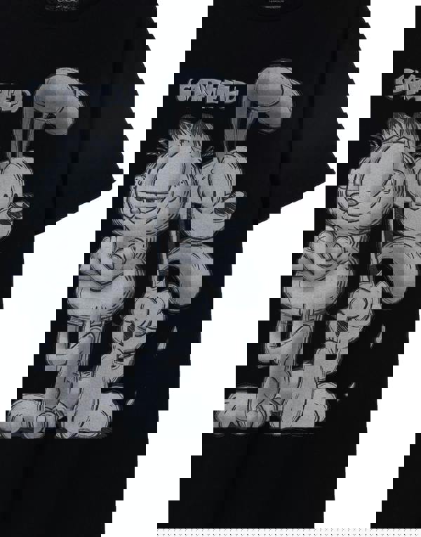 Garfield Mens Black Greyscale Short Sleeved T-Shirt