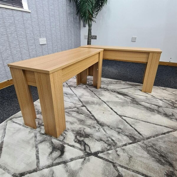KOSY KOALA 2 Set Modern Light Wood Effect Dining Benches Wooden Seating for Dining Room Kitchen or Hallway (90 × 30 × 45 cm)