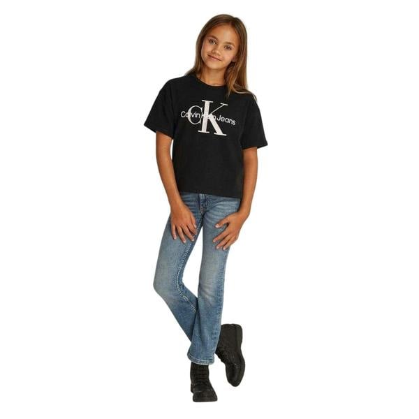 Calvin Klein Girls Monogram Regular Short-Sleeved T-Shirt - Black - 