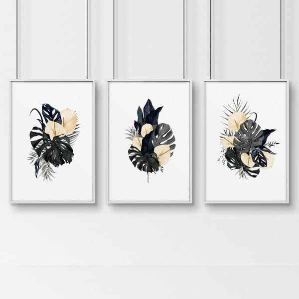 Art for bathroom | set of 3 Tropical wall prints