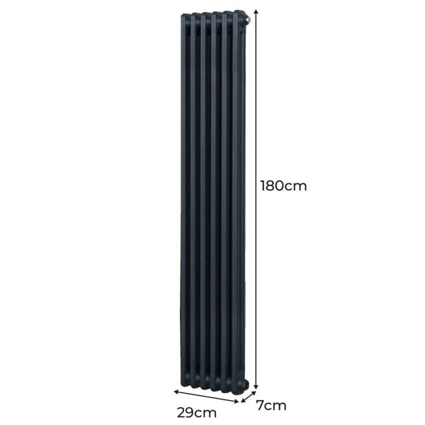 Monstershop Traditional 2 Column Radiator - 1800 x 292mm - Anthracite Grey