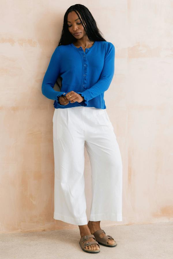 Lily & Me Lauren Ruffle Outfitter Cardigan Cobalt