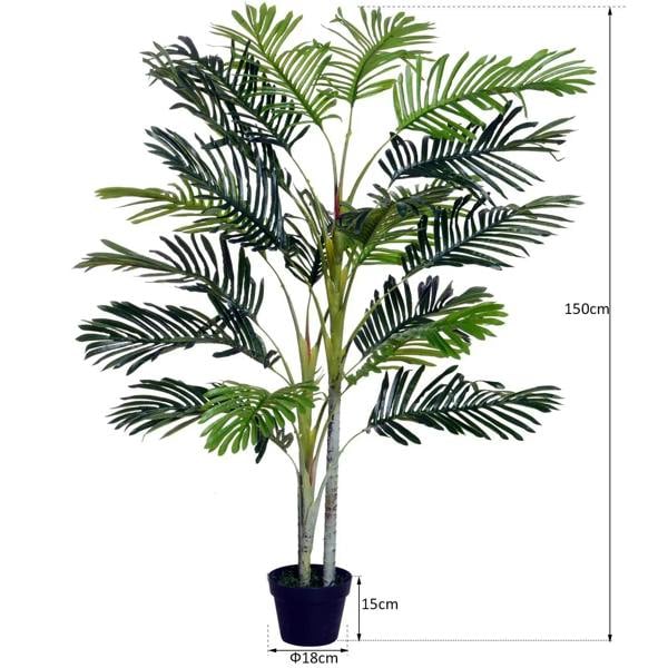 Artificial topiary tree with dark green fronds in a dark nursery pot