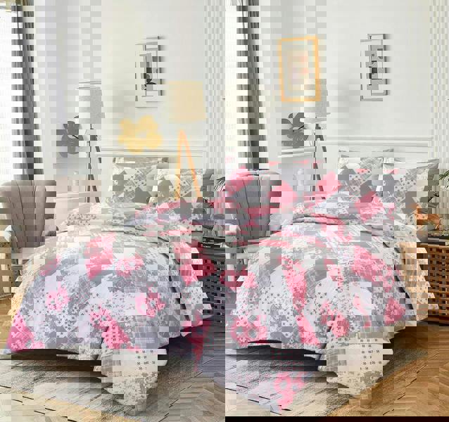 HomeSpace Direct Eloise Pink Duvet Cover Set