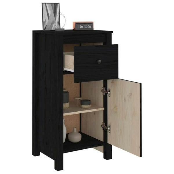 Berkfield Sideboards 2 pcs Black 40x35x80 cm Solid Wood Pine