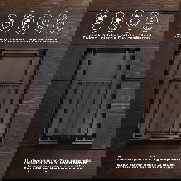 MANTRARAJ Bamboo Cutlery Drawer Organiser 5-7 Compartment Expandable Cutlery Tray Utensil Holder