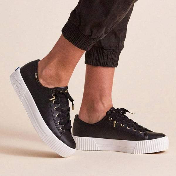 Keds Women's Triple Kick Chunky Leather Shoes with Rubber Outsole, Size 6