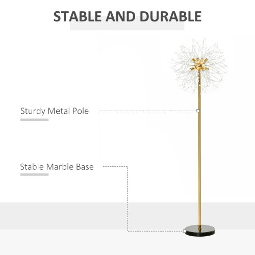 Wyld Haus Dodine Metal And Crystal Dandelion Style Floor Lamp With Foot Switch 160 cm