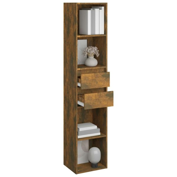 Berkfield Book Cabinet Smoked Oak 36x30x171 cm Engineered Wood