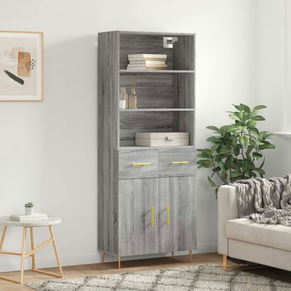 Berkfield Highboard Grey Sonoma 69.5x34x180 cm Engineered Wood