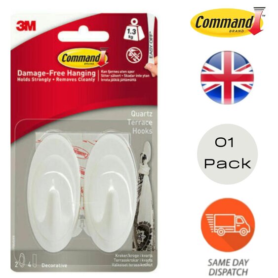 Command Medium Terrace Hanging Hooks Damage-Free Packs of 1 to 3 - Pack of 1