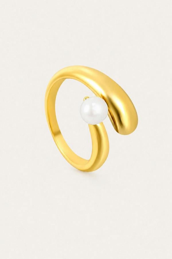 Serla Gold Plated Pearl Claw Ring