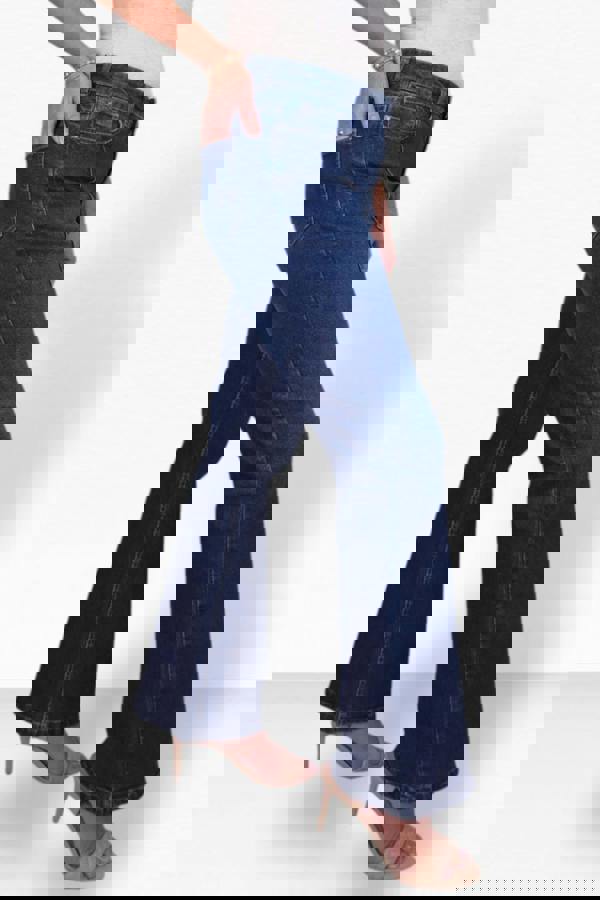 Paulo Due Womens High Rise Flared Denim Jeans with Front Pintuck Detail