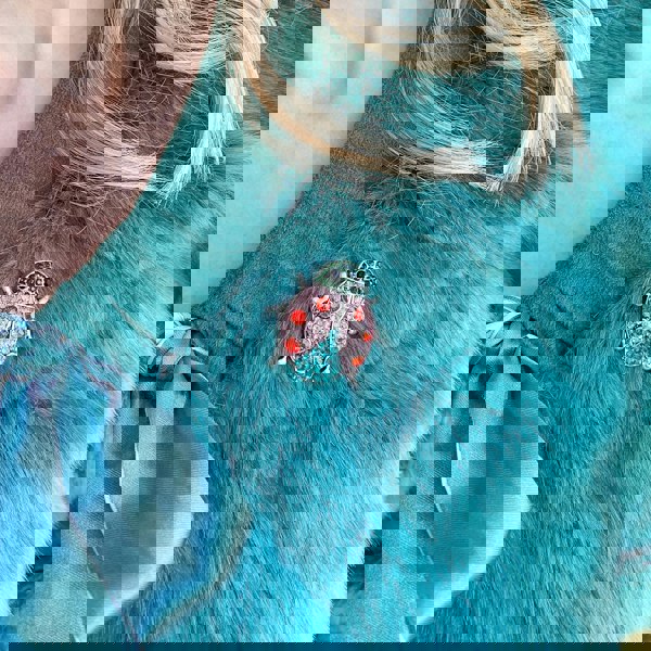 Ladybird brooch pink brooch in silver