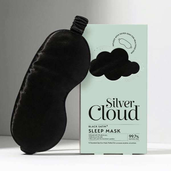 Silver Cloud Beauty Black Satin Sleep Mask