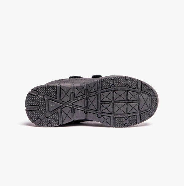 Route 21 B821A Boys Touch Fasten Coated Leather School Shoes Black