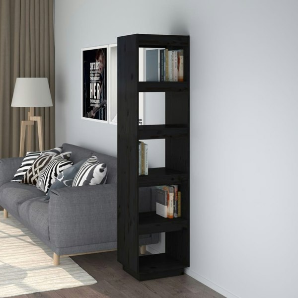 Berkfield Book Cabinet/Room Divider Black 40x35x167 cm Solid Wood Pine