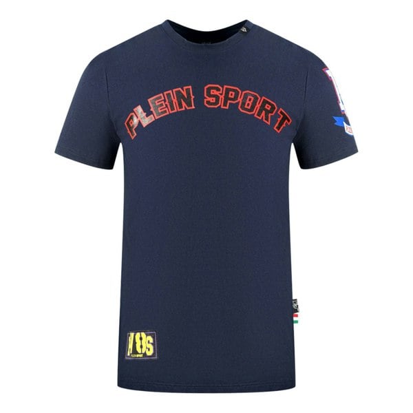 Plein Sport Multi Colour Logos T-Shirt - Navy Blue