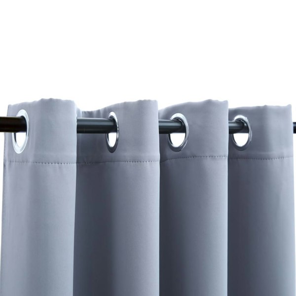 Berkfield Blackout Curtains with Metal Rings 2 pcs Grey 140x245 cm