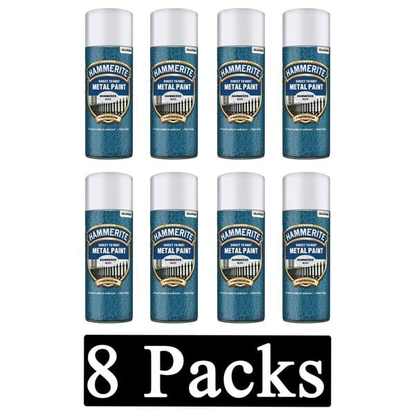 Hammerite 8X Hammerite Hammered Silver Spray Paint 400ml