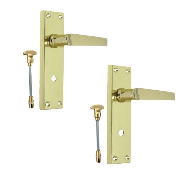 EDH Door Hardware Victorian Straight Brass Bathroom Door Handles – Interior Lock Handle