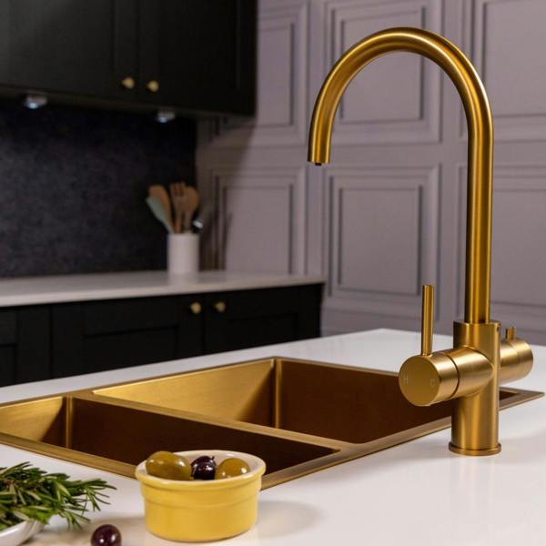 Flode svan | 3 in 1 Instant Boiling Tap | Brushed Gold Finish