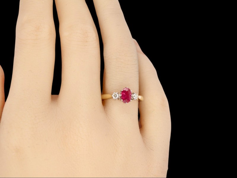 Vintage Tom A Ruby and Diamond trilogy ring