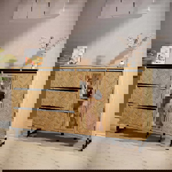 Furniture To Go Nikomedes Sideboard in Spica Oak/Matt Black/Bartex Oak