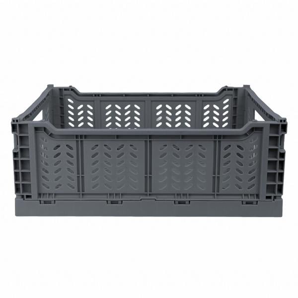 JVL STACKIT - Plastic Foldable Storage Crate - 14.5L - Grey