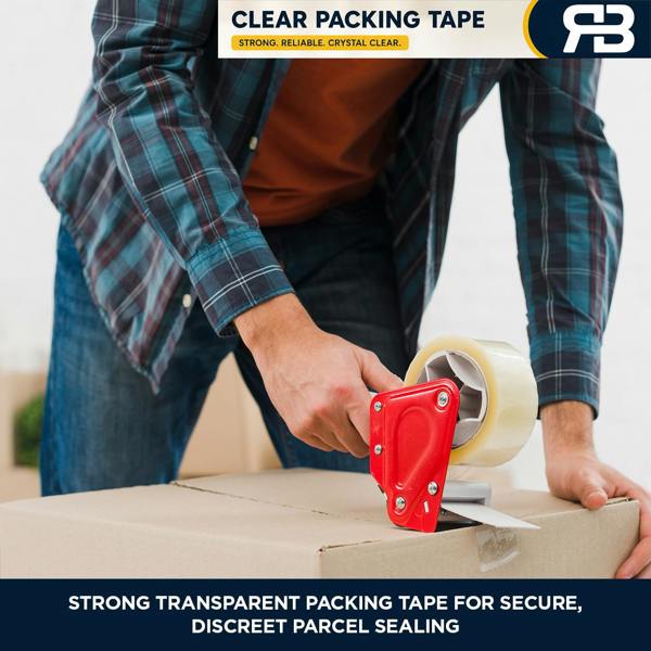 RexBrown Packing Tape 48mm x 66m Clear Brown Fragile Parcel Box Tape 12, 24 or  48 Rolls