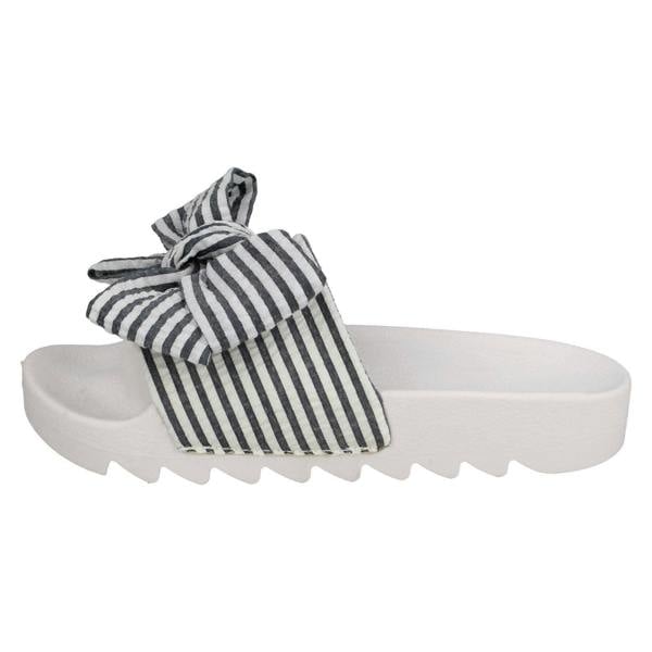 Spot On Ladies Spot On Striped Bow Vamp Sliders