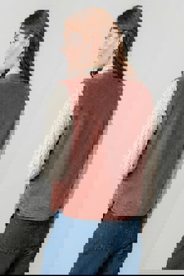 Lily & Me Dusk Stretch Cotton Jumbo Cord Gilet Antique Rose