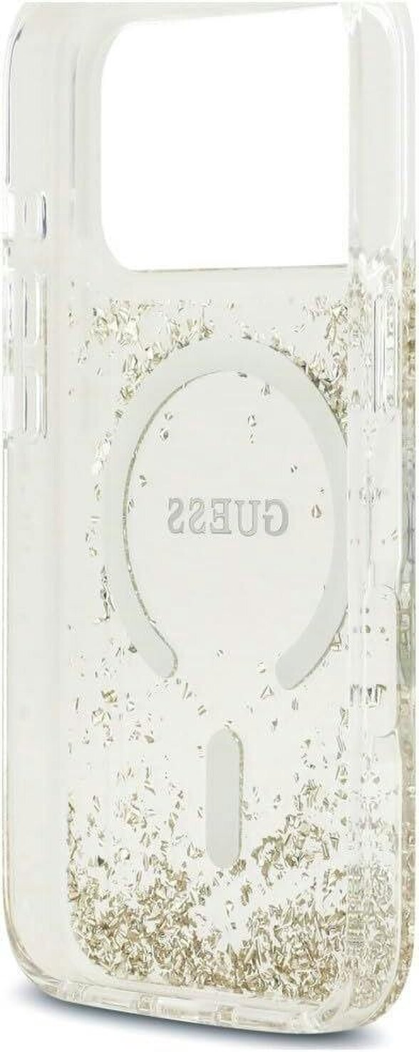 Guess Resin Bottom Glitter Case with MagSafe for iPhone 17/18 Pro 6.3" Clear Gold - GUHMP18LRGRGED