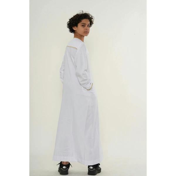 TT-003 - Boy's Emirati Omani Gold Tassel Embroidery Thobe - White - Thobez - 7