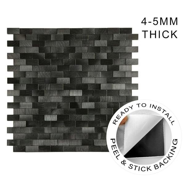 ENER-J Urban Alloy Pattern Peel & Stick Aluminum Tile, Size:300 x 300 x 4 mm (Pack of 4)
