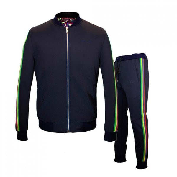 David WeJ Lagos 2 Multi Stripe Track Suit - Navy