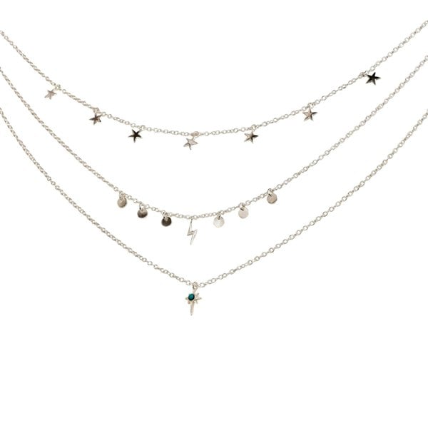 Star Gaze Triple Layer Night Sky Necklace Silver - Lila Rasa