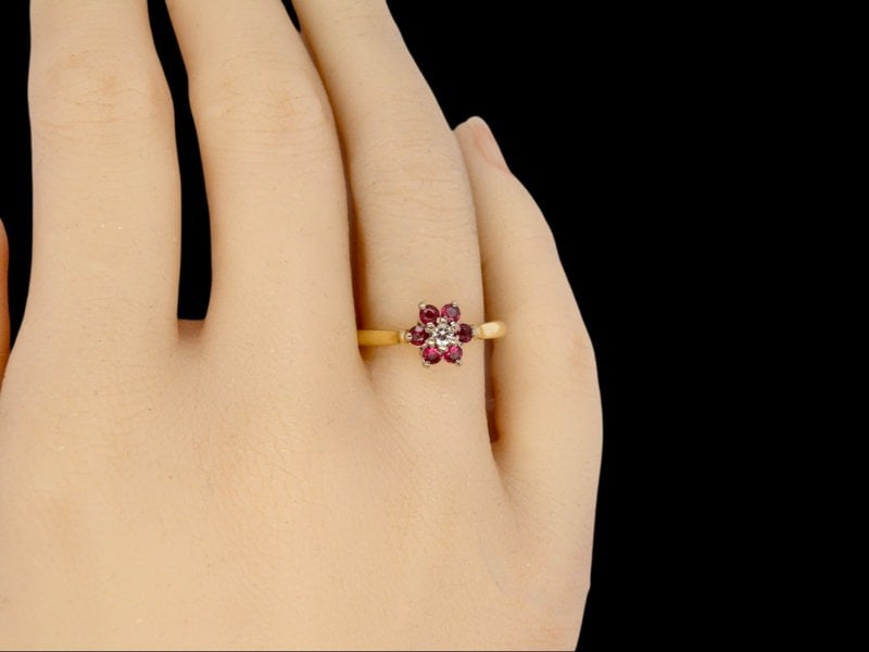 Vintage Tom A ruby and diamond cluster ring