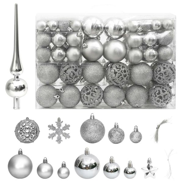 Berkfield 111 Piece Christmas Bauble Set Silver Polystyrene