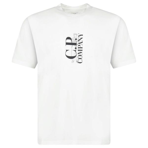CP Company Vertical Print T-Shirt White - chancefashionco
