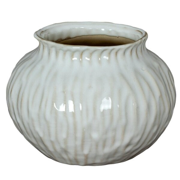 Wyld Haus Windmere White Squat Textured Ceramic Vase