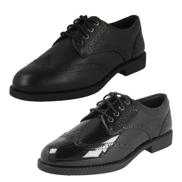 Clarks Girls Clarks Lace Up Brogue School Shoes Tapa Pure