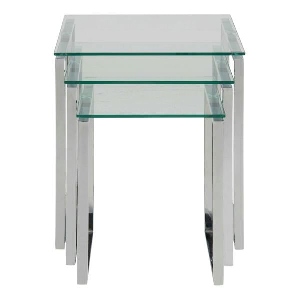 Wyld Haus Set of 3 Frederikssund Glass Top Nesting Coffee Tables