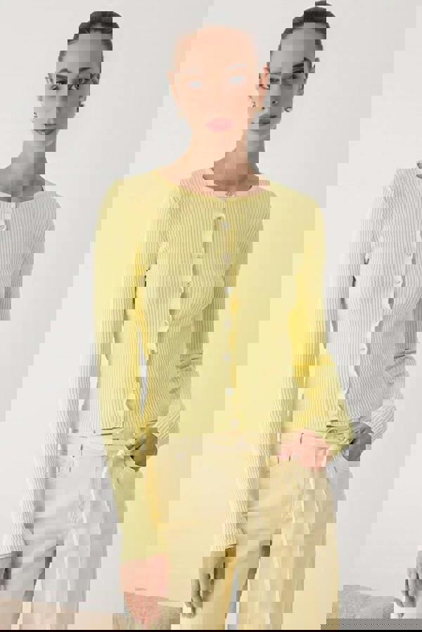 WOVCOR Mercerized Look Ribbed Knit Cardigan