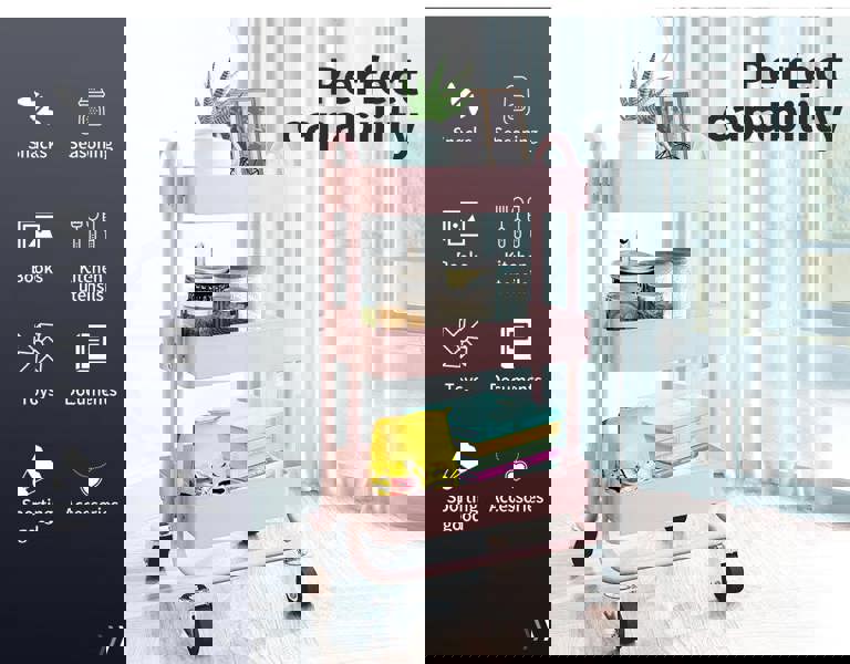 Levede Kitchen Trolley Cart 3 Tiers Storage Rack Steel Shelf Organiser Wheels